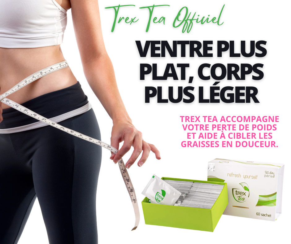 Thé minceur Trex Tea accompagné d'une tasse pour une routine silhouette