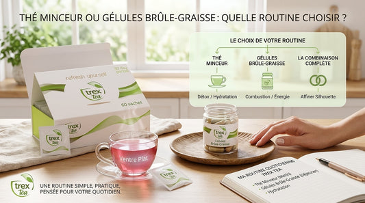 Thé minceur Trex Tea pour accompagner une routine ventre plat